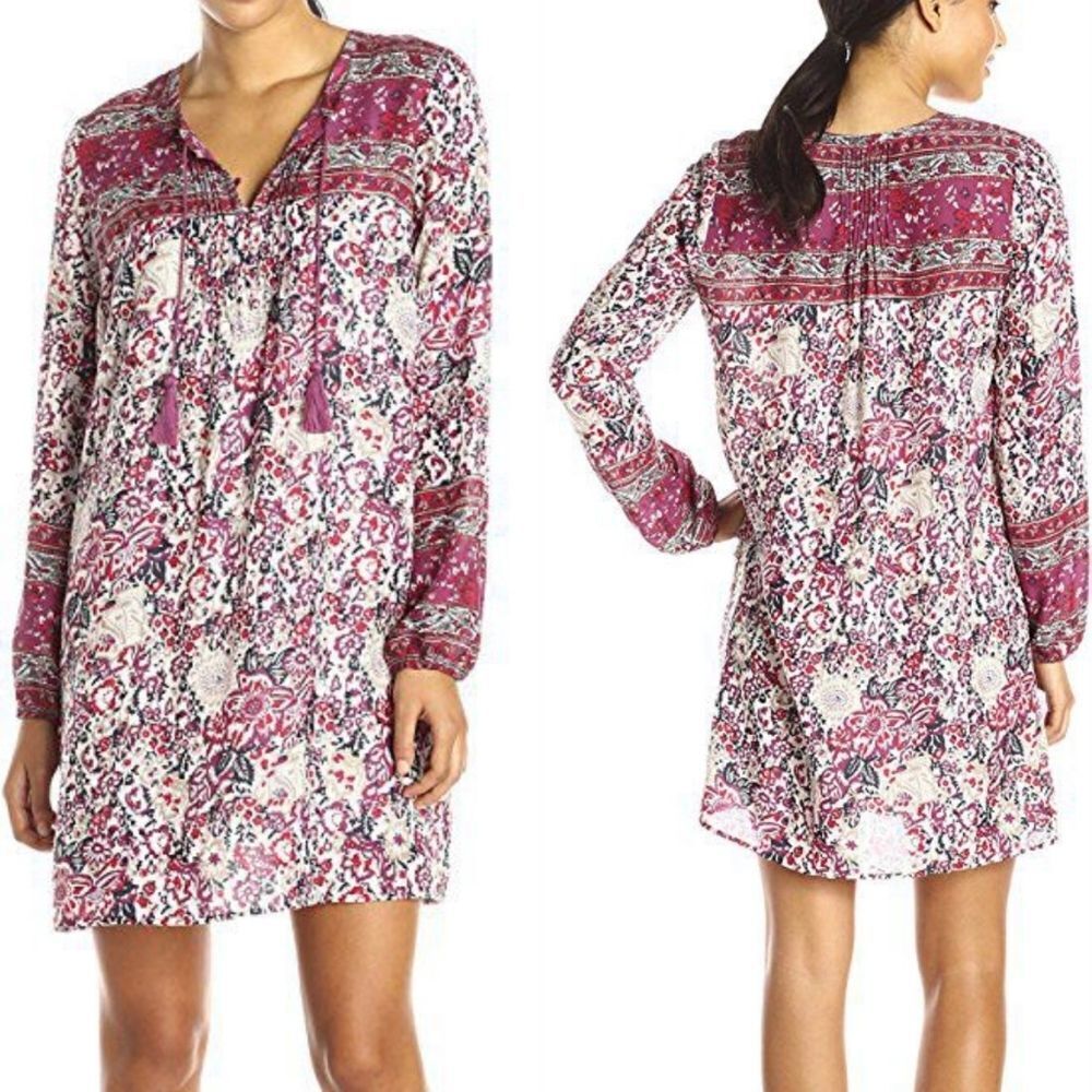 LUCKY Brand Pleated Natural Multi Shift Dress
